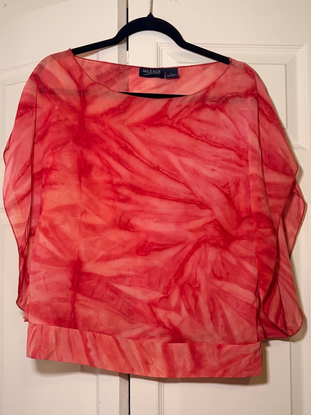 MILEAGE Coral-Pink Sheer Blouse with Overlay